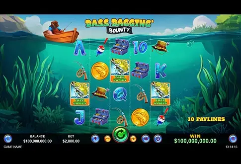 Bass Baggin Bounty pokies gameboard
